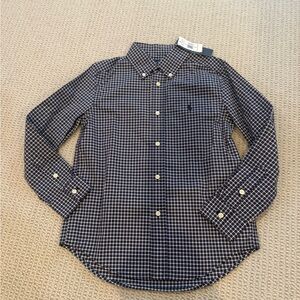 Ralph Lauren Navy and White Plaid Button-Down Shirt